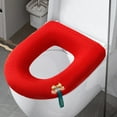 thumbnail image 4 of AuroraX Washable Cozy Knitted Toilet Seat Cover Red Thick All-Season Cute Soft Toilet Seat Cushion for Home Use, 4 of 6