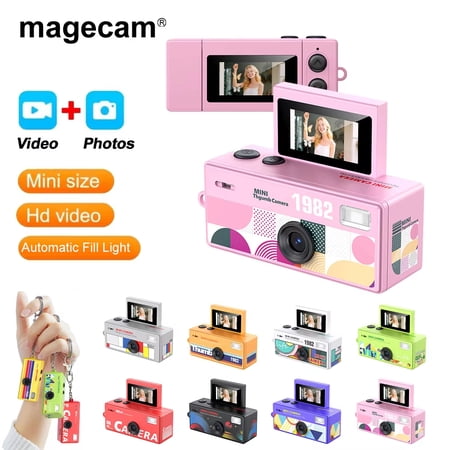 Magecam Keychain Camera, 0.96 Inch Flip Screen, 720P Retro CCD Mini Digital Camera, Ultra-Compact Camcorder, TF Card Not Included