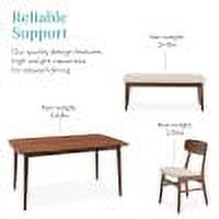 Best Choice Products 6-Piece Mid-Century Modern Upholstered Wooden Dining Set w/ 4 Chairs, Bench - Walnut/Cream