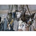 thumbnail image 2 of Tissot, James 32x25 White Modern Wood Framed Museum Art Print Titled - Jesus Preaching on a Boat, 2 of 4