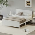 thumbnail image 3 of Modern Wood King Size Platform Bed Frame with Headboard, Mattress Foundation with Wood Slat Support, No Box Spring Needed, King Bed Frame for Bedroom, White, 3 of 8