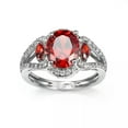 thumbnail image 6 of 8mm*10mm Round Cut Cubic Zirconia Red CZ Band Women's 925 Silver Engagement Ring, 6 of 6