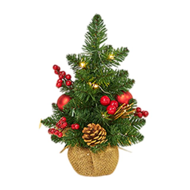 Elodie Mini Desk Christmas Tree Outdoor Small Artificial Christmas Tree with Lights for 14cmx14cmx30cm