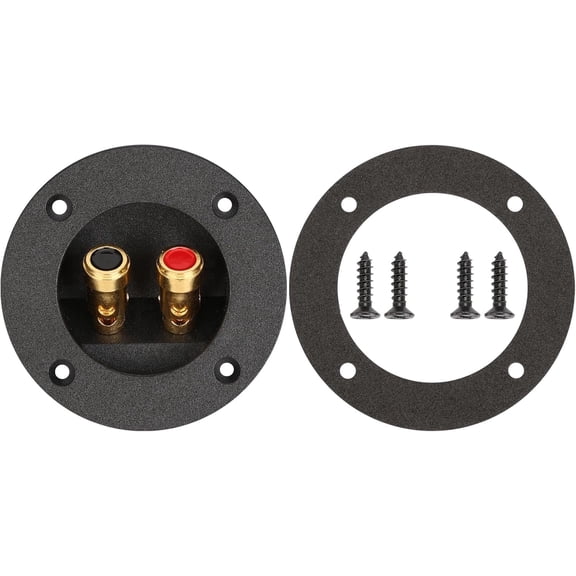 "3 Inch Round Push Spring Subwoofer Box Terminal,2-Way Speaker Terminals with Gold Plated Binding Posts,Bare Wire Connection,1 Pack "