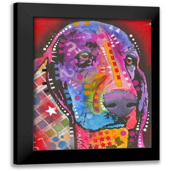 Dean Russo Collection 12x14 Black Modern Framed Museum Art Print Titled - Pantone Pop Basset Hound