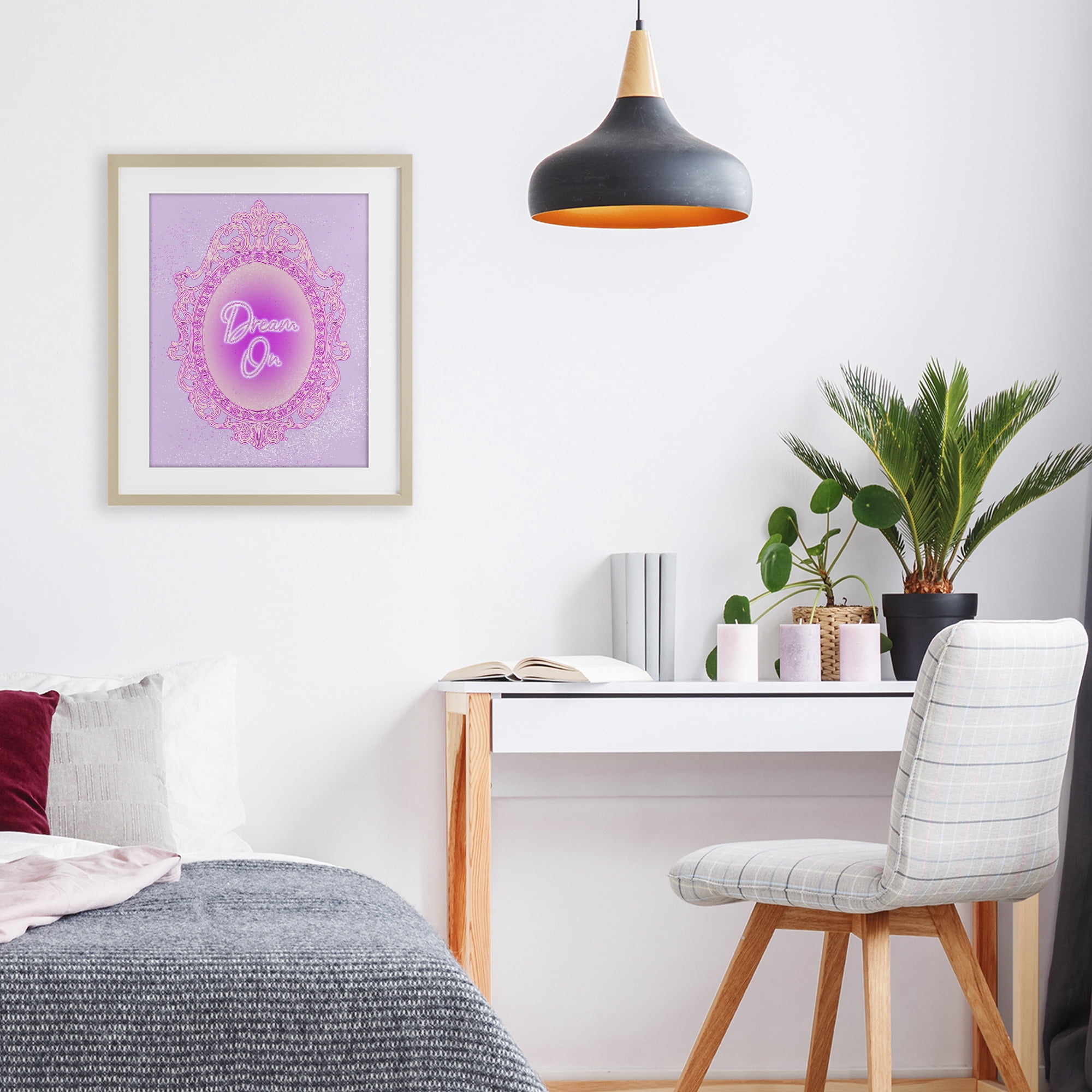 Stupell Industries Dream On Ornate Mirror Birch Framed Print Under Glass, design by Ziwei Li