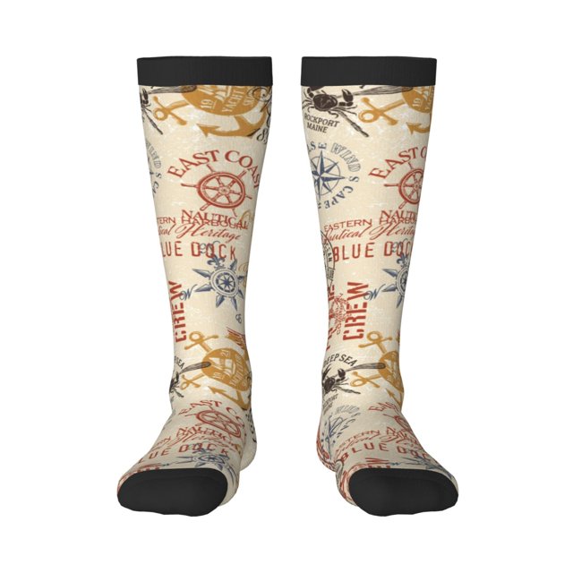 Balery Vintage Nautical Calcetines novedosos Calcetines deportivos Calcetines hasta la rodilla Calcetines de algodón Calcetines originales y geniales