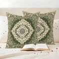 thumbnail image 4 of Pack of 2 Outdoor Pillow Covers 16x16 Inch Waterproof Green Boho Throw Pillow Covers,Decorative Couch Pillow Shams Protectors Chic Traditional Antique Geometric Rustic Patio Cushion Pillowcases, 4 of 8