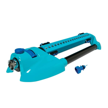 Aqua Joe - AJ-OMS20-BRS Indestructible Metal Base Oscillating Sprinkler | Customizable Coverage | 4973 sq ft Max Coverage