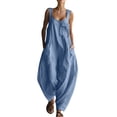 thumbnail image 3 of ClodeEU Women's Sleeveless Jumpsuit with Pockets,Casual Loose Fit Wide Leg Jumpsuit for Summer Blue,Women's Plus L, 3 of 9