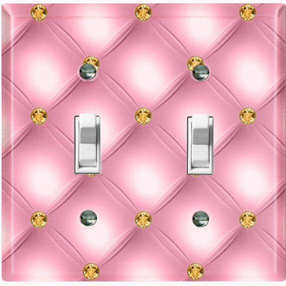 Metal Light Switch Plate Outlet Cover (Tufted Diamond Pink DIA001)
