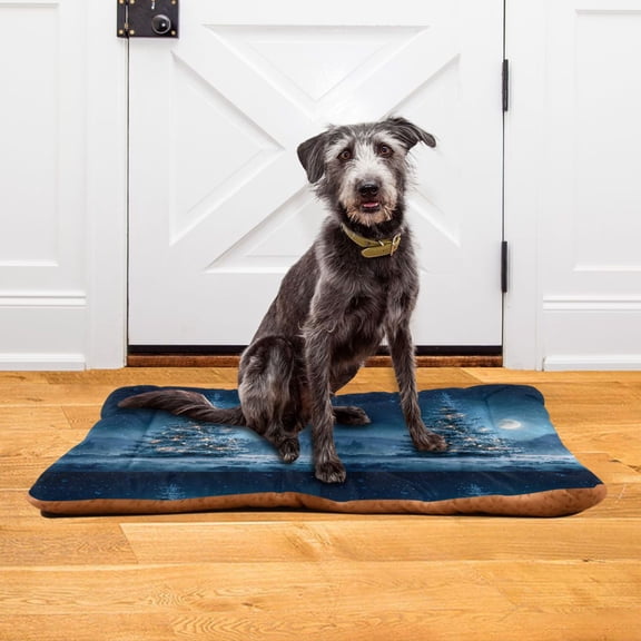 Iauyy 18x24inch Washable Dog Bed Mats, 4cm Thick Comfort Pet Bed with Non-Slip Bottom for Crates, Indoors & Outdoors - Puppy Essentials,Covered with Snow