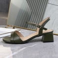 thumbnail image 5 of hoksml Women's Square Toe Block Heel Sandals, Adjustable Ankle Strap Dress Shoes, Multicolor, 5 of 9