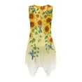 thumbnail image 5 of FUIALDOLG Sunflower Hummingbirds T-Shirt Dress for Women Sleeveless Sundress Loose Fit Irregular Hem Sundress with Pocket Beach Vacation Clothing,4XL, 5 of 7