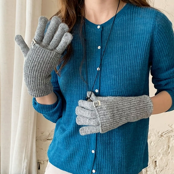 harmtty Women Convertible Winter Gloves Warm Touchscreen Gloves 2-in-1 Knitted Stretchy Texting Gloves for Daily Outings Driving