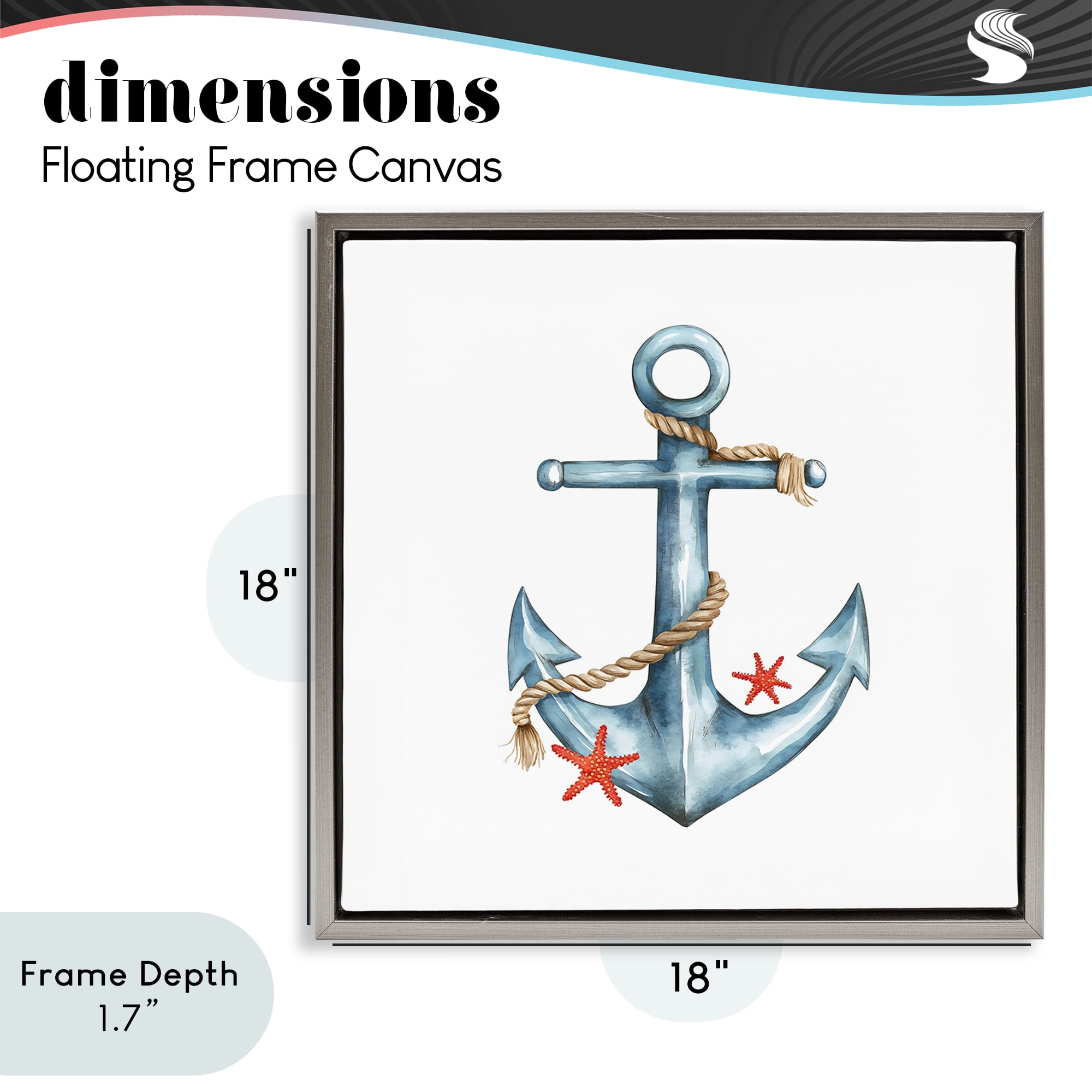 Stupell Industries Cute Sailor Anchor with Starfish Gray Framed Floater Canvas Wall Art, design by LSR Design Studio