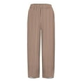 thumbnail image 4 of Women's Casual Pants Striped Linen Pants For Women Summer Casual Wide Leg Pants With Pockets Comfy Cropped Palazzo Pants,Gold Women's Casual Pants S, 4 of 5