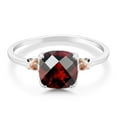thumbnail image 2 of Gem Stone King 925 Sterling Silver and 10K Rose Gold Red Garnet Women Ring (2.40 Cttw, Cushion Checkerboard 8MM, Gemstone Birthstone, Available in Size 5, 6, 7, 8, 9), 2 of 6
