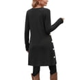 thumbnail image 4 of Fantaslook Long Sleeve Womens Dresses Crew Neck Buttons Tunic Sweater Dress with Pockets, 4 of 11