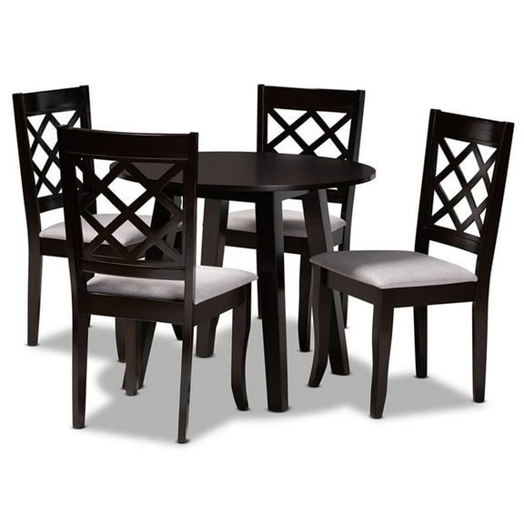 Bowery Hill Upholstered and Dark Brown Finished Wood 5-Piece Dining Set