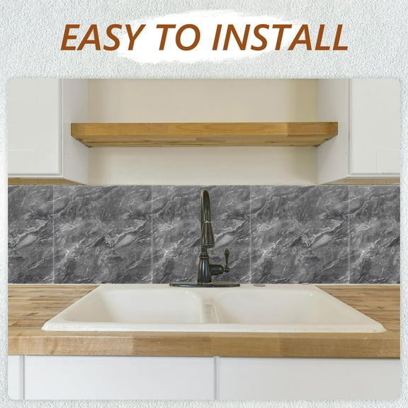 Hemoton  10 Pcs Living Room Marble Tiles Easy Installation Wall Covering Grey