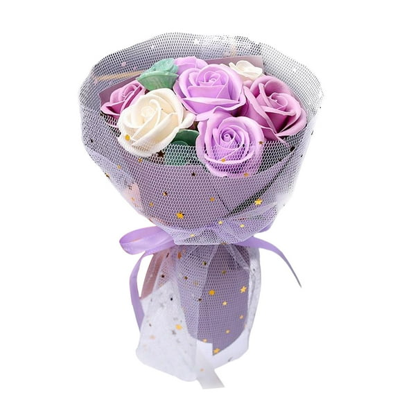 Jabón Ramo de flores Aceite esencial Jabón de eterna para Cumpleaños Día maestros Día de San Valentín Mujeres Niñas morado claro