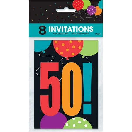  Birthday  Cheer 50th  Birthday  Invitations 8pk Walmart  com