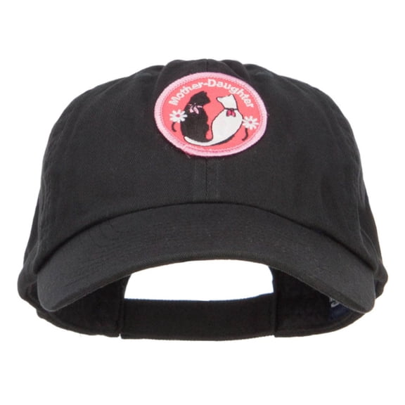 Mother Daughter Cats Patched Low Cap - Black OSFM