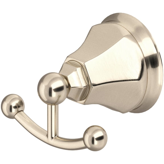 Rohl Palladian Wall Mounted Double Robe Hook Clothes Hanger In Satin Nickel