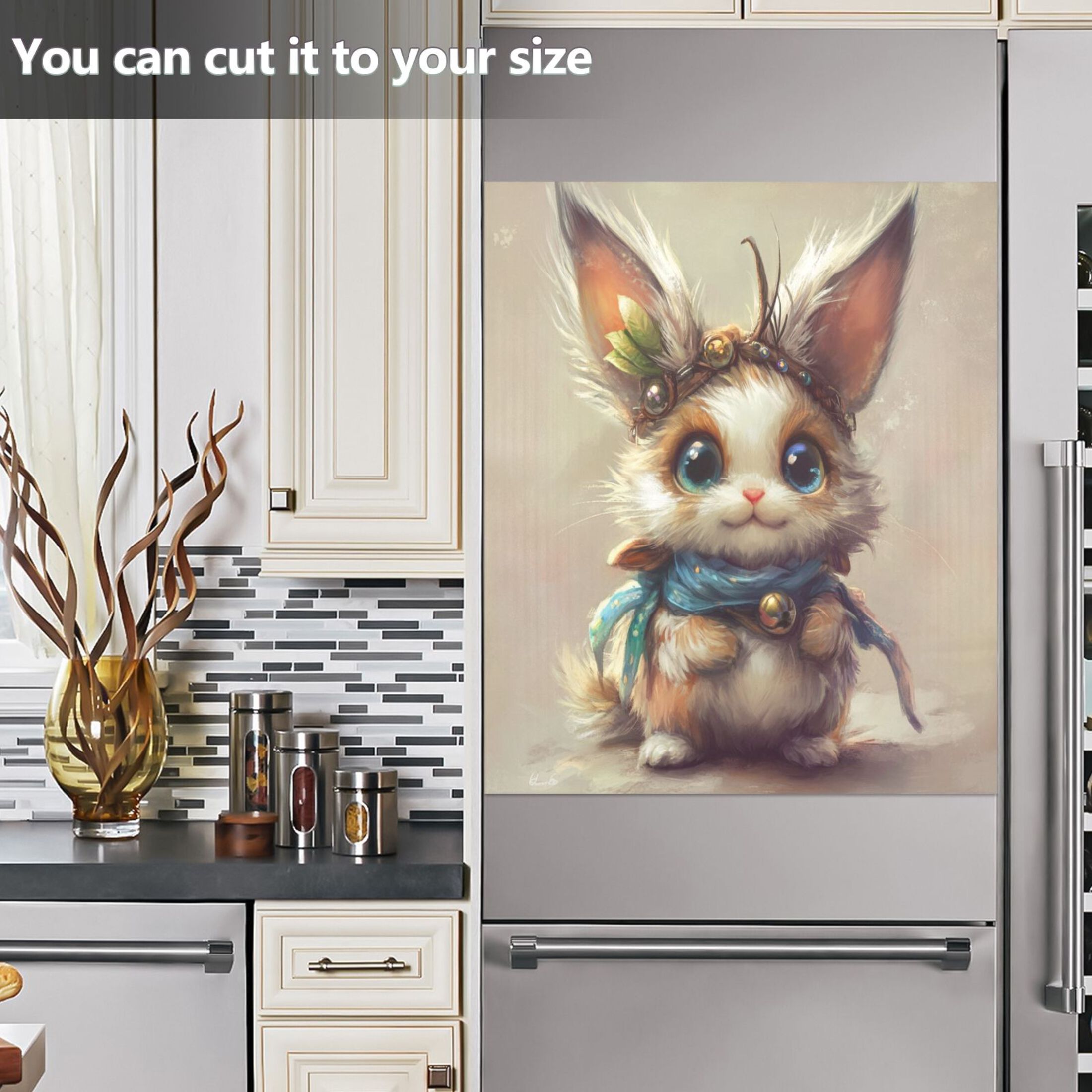 Dishwasher Magnetic Sticker 23x26 Inch Refrigerator Magnetic Sticker Washing Machine Magnetic Sticker Kitchen Panel Magnetic Sticker Home Decor Cartoon Beautiful Brown Rabbit