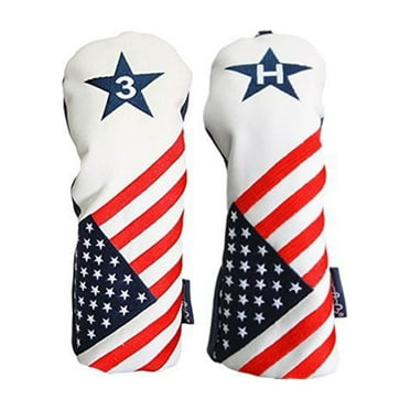 USA 3 & H Headcover Patriot Golf Vintage Retro Patriotic Fairway Wood and Hybrid Head Cover Fits All Modern Fairway Wood and Hybrid Clubs