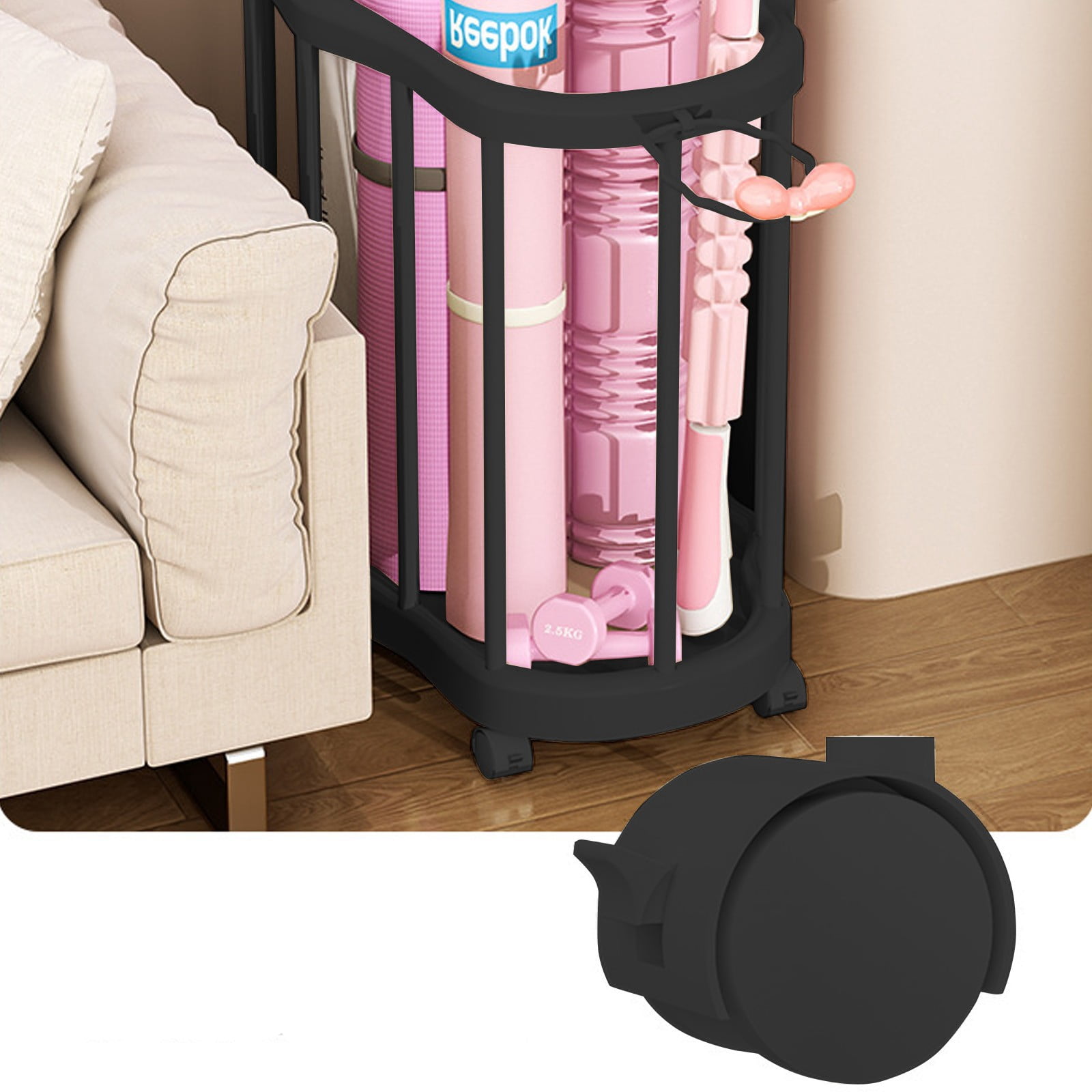 Yoga Mat Storage Racks, Sport Equipment Storage Cart, Yoga Mat Holder Storage Basket ,for Foam Roller Yoga Block Resistance Bands Yoga Mat Home Storage Artifact