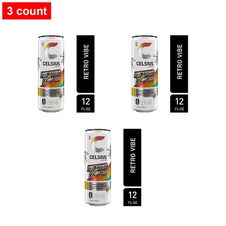CELSIUS Sparkling Retro Vibe Energy Drink Can 12 fl oz - 3 count