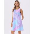 thumbnail image 3 of DARING DIVA Tie Dye Tank Dress Sleeveless Pockets Dress X-Large Tie Dye Purple, 3 of 8