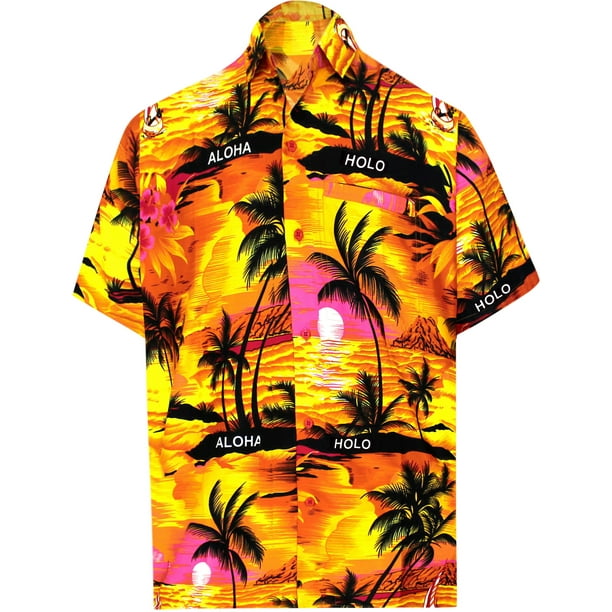 LA LEELA - Men's Beach button down Hawaiian Men's Front Pocket Aloha ...