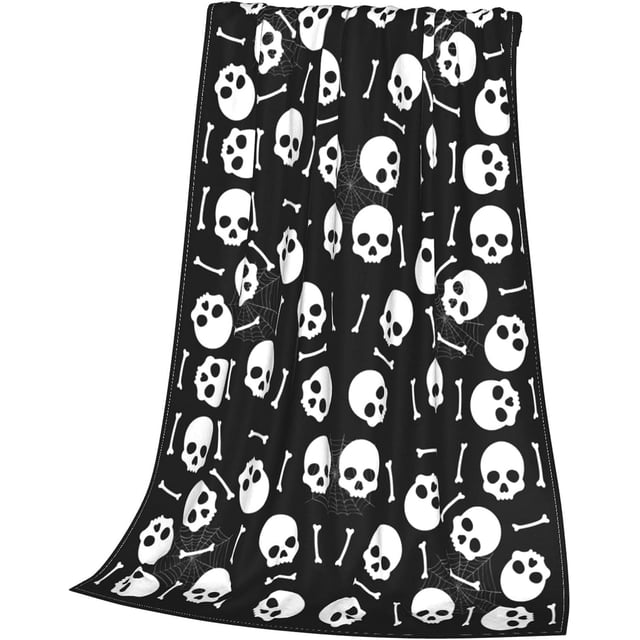 Manta con temática de Halloween de calaveras: manta suave y acogedora, perfecta para descansar en esta temporada espeluznante, calavera y huesos, 40 x 50 pulgadas