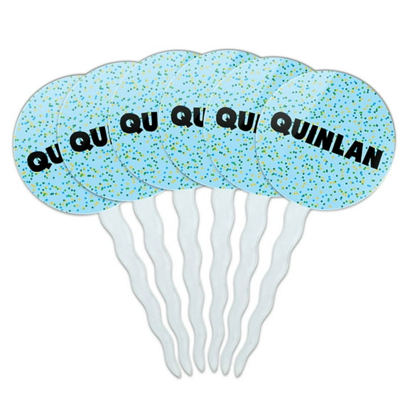 Quinlan Cupcake Picks Toppers - Set of 6 - Blue Speckles