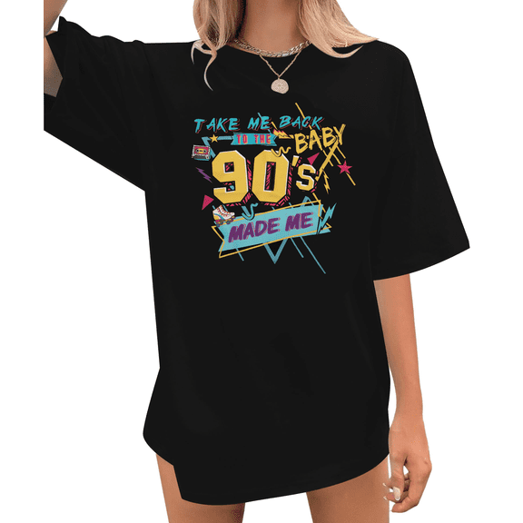 ALLTB 90s Outfit for Women Take Me Back to The 90's Shirt Vintage T-Shirt Casual 90s Nostalgia Short Sleeve Tops