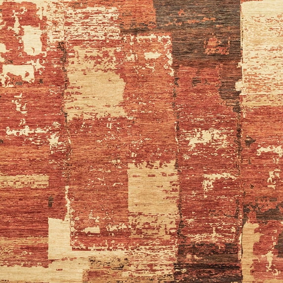 Ahgly Company Indoor Square Abstract Orange Patchwork Area Rugs, 8' Square