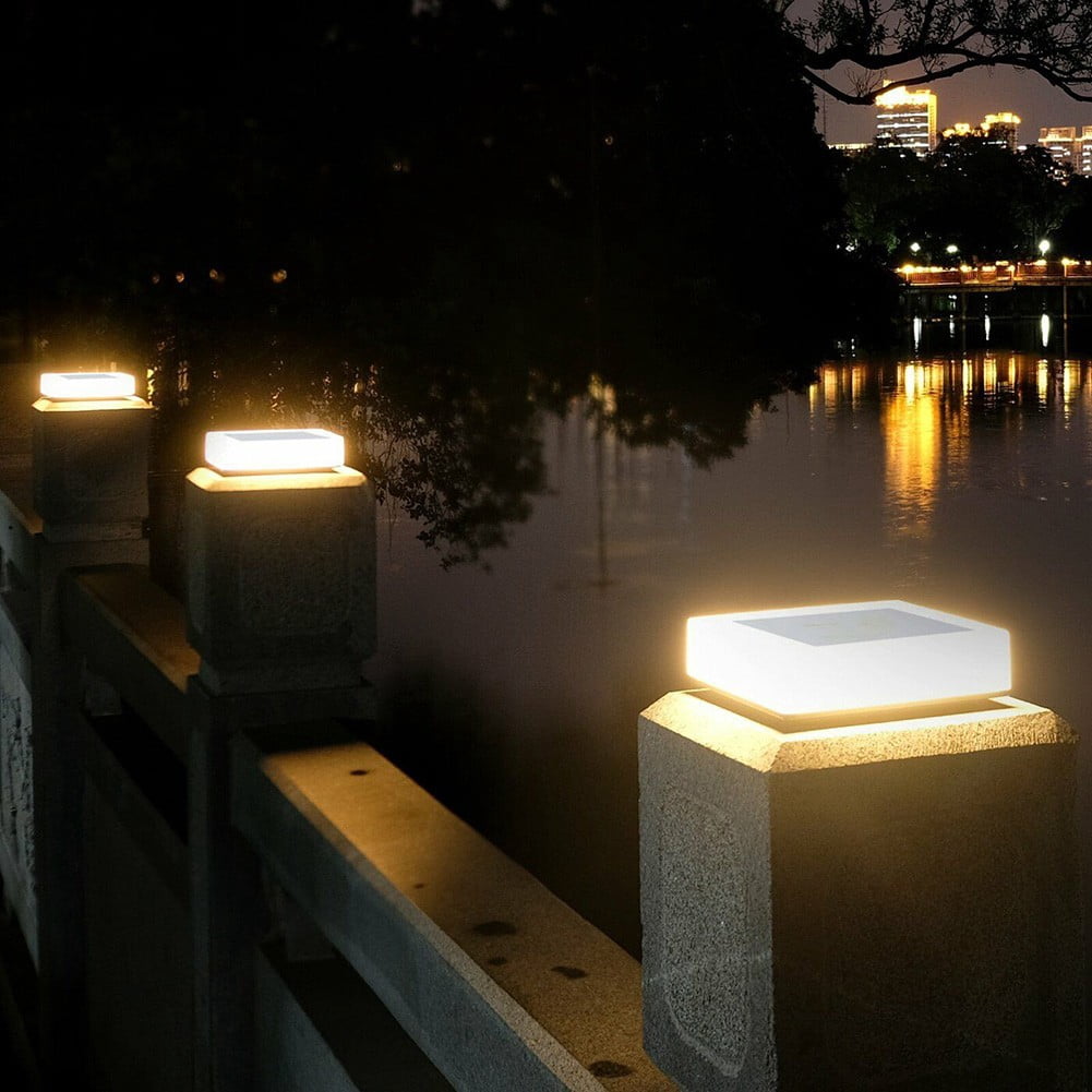 Solar LED Post Light Patio Fence Light Outdoor Solar Lamp Cap Garden Light