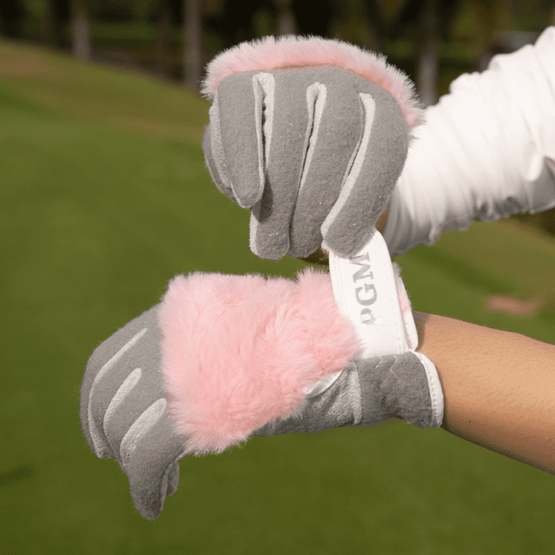 AMEYXGS Golf Imitation Rabbit Fur Gloves Palm-Grip Silicone Cold Weather Golfer Sport