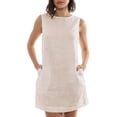 thumbnail image 3 of Amazhiyu Women's 100% Pure Linen Sleeveless Dress with Pockets Side Zipper Midi Casual Summer Dress, 3 of 9
