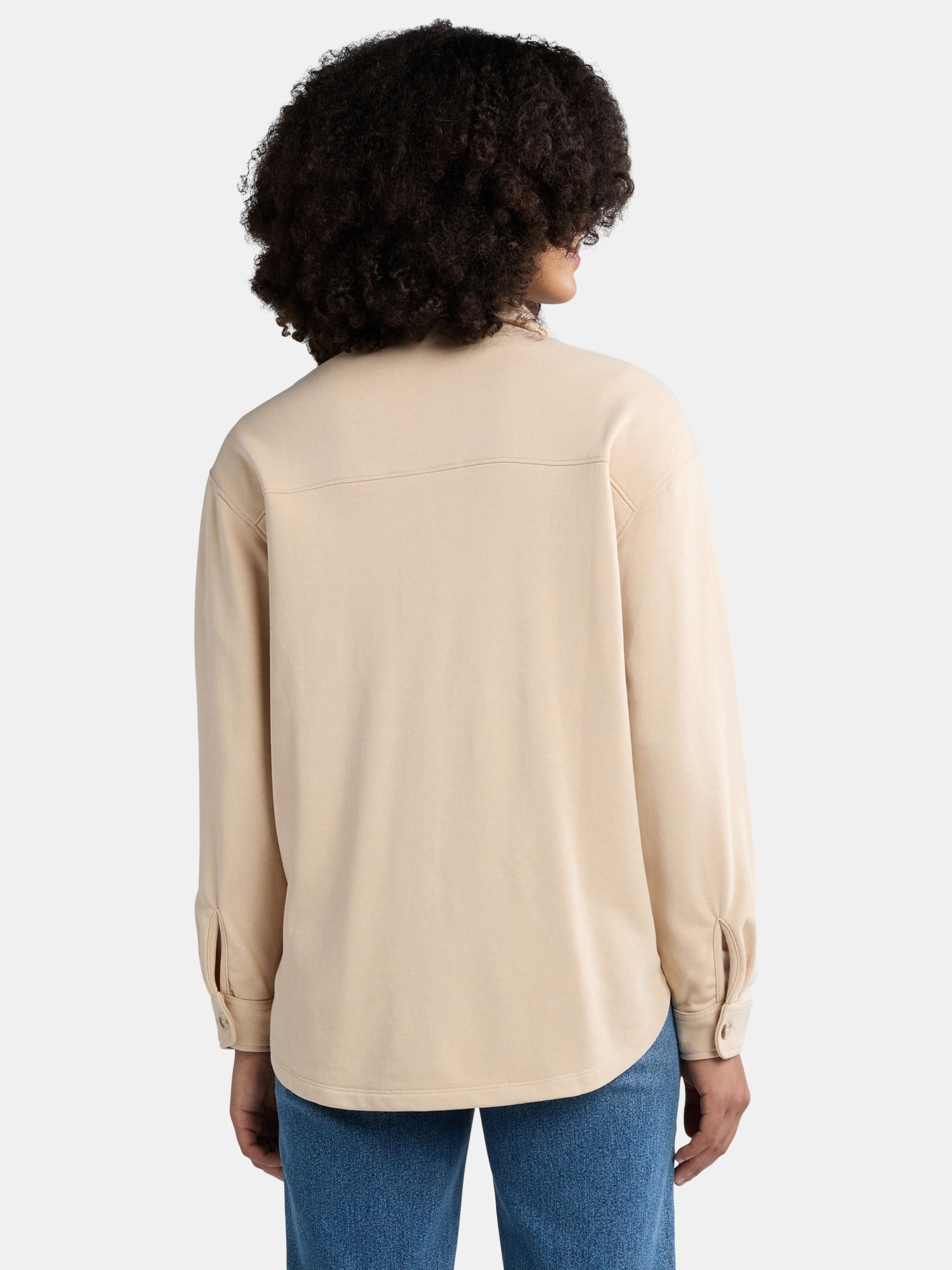 Time and Tru Women’s Knit Shacket with Long Sleeves, Sizes XS-XXXL