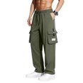 thumbnail image 2 of Men's Outdoor Sports Straight Leg Workwear Trousers, Fashion Solid Color Cargo Pants for Hiking and Construction Work,Army Green,L, 2 of 4