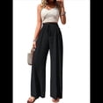 thumbnail image 1 of Pantalones de Salón de Pierna para Mujer, Cintura Alta, Ajustables, con Nudo de Lazo, Holgados. Negro L, 1 of 10