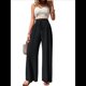 thumbnail image 1 of Pantalones de Salón de Pierna para Mujer, Cintura Alta, Ajustables, con Nudo de Lazo, Holgados. Negro XXL, 1 of 10