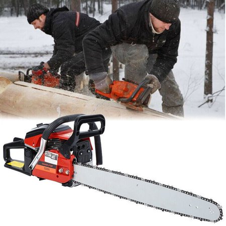 52CC 22" Gasoline Chainsaw Powered Wood Cutting Engine Gas Crankcase Chain Saw