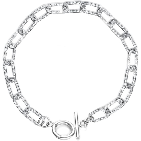 Italian 5.2mm Paperclip Link Chain Bracelet 925 Sterling Silver Paperclip Adjustable Bracelet with Toggle 6.5/7/7.5/8 Inch for Women