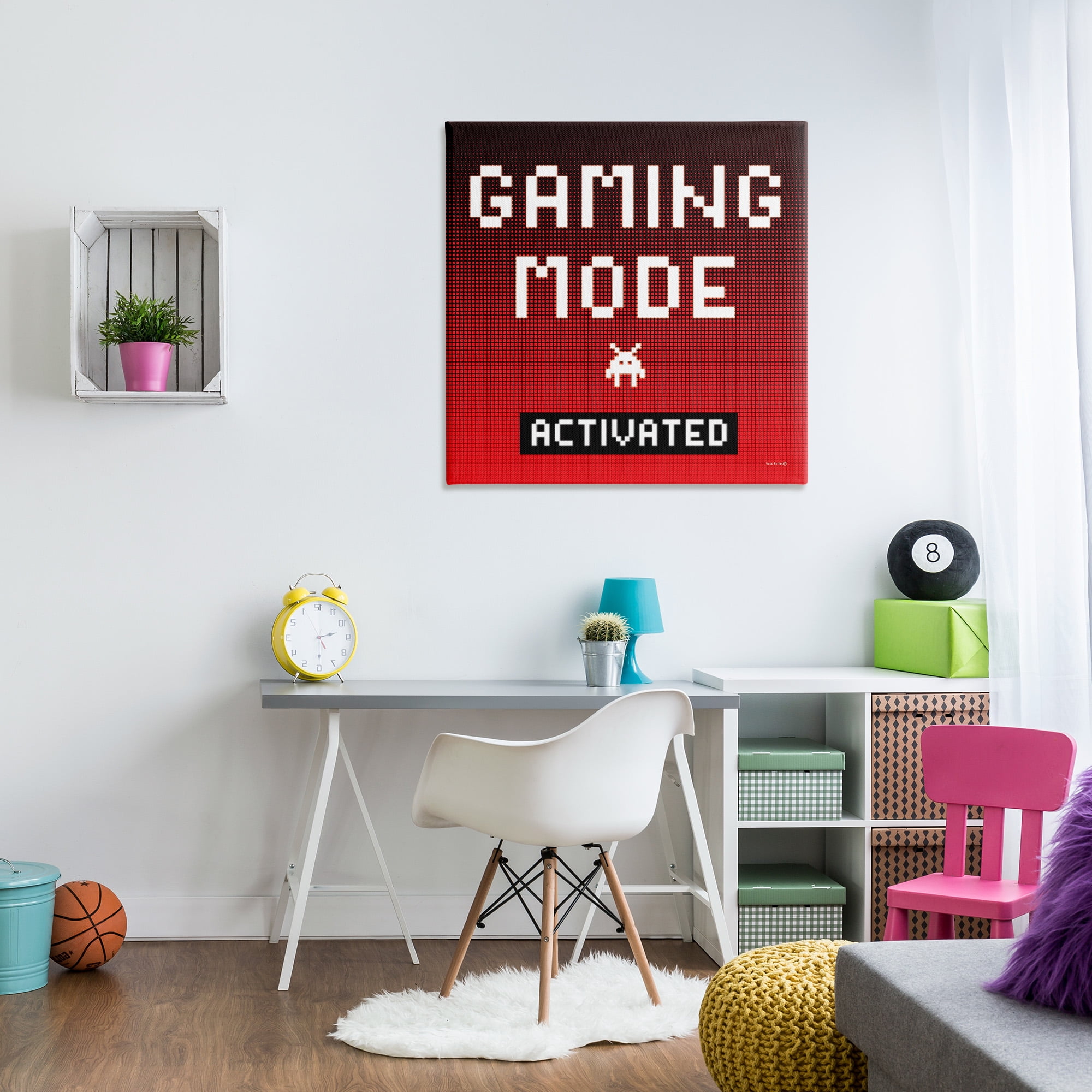 Stupell Industries Gaming Mode Activated Typography Painting Gallery Wrapped Canvas Art Print Wall Art, 36 x 36