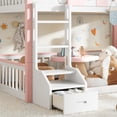 thumbnail image 5 of Bellemave Full Over Full House Bunk Bed with Storage, Wood Detachable Design Floor Bunk Bed Frame with Bookshelf, Drawer, Roof and Windows for Teens Kids Boys Girls, Playhouse Design（Pink), 5 of 8